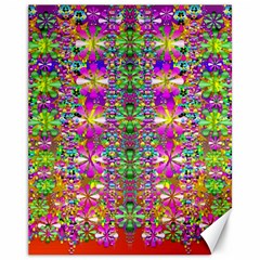 Flower Wall With Wonderful Colors And Bloom Canvas 11  X 14   by pepitasart