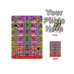 Flower Wall With Wonderful Colors And Bloom Playing Cards 54 (mini)  by pepitasart