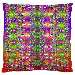 Flower Wall With Wonderful Colors And Bloom Standard Flano Cushion Case (one Side) by pepitasart