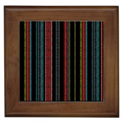 Multicolored Dark Stripes Pattern Framed Tiles by dflcprints