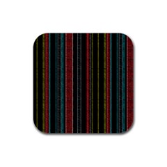 Multicolored Dark Stripes Pattern Rubber Square Coaster (4 Pack)  by dflcprints