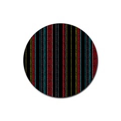 Multicolored Dark Stripes Pattern Rubber Round Coaster (4 Pack)  by dflcprints