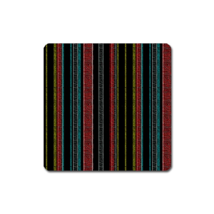 Multicolored Dark Stripes Pattern Square Magnet