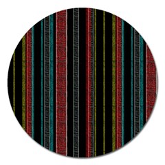 Multicolored Dark Stripes Pattern Magnet 5  (round) by dflcprints