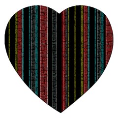 Multicolored Dark Stripes Pattern Jigsaw Puzzle (heart) by dflcprints