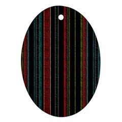 Multicolored Dark Stripes Pattern Oval Ornament (two Sides) by dflcprints