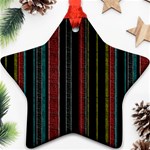 Multicolored Dark Stripes Pattern Star Ornament (Two Sides) Front