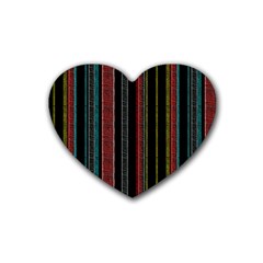 Multicolored Dark Stripes Pattern Rubber Coaster (heart)  by dflcprints