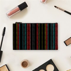 Multicolored Dark Stripes Pattern Cosmetic Bag (small)  by dflcprints