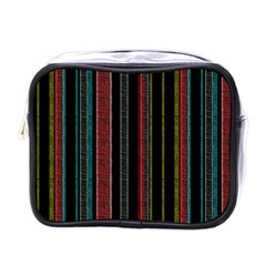 Multicolored Dark Stripes Pattern Mini Toiletries Bags by dflcprints