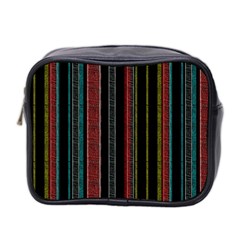 Multicolored Dark Stripes Pattern Mini Toiletries Bag 2-side by dflcprints