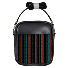 Multicolored Dark Stripes Pattern Girls Sling Bags by dflcprints