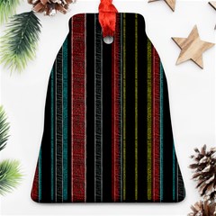 Multicolored Dark Stripes Pattern Bell Ornament (two Sides) by dflcprints