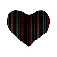 Multicolored Dark Stripes Pattern Standard 16  Premium Flano Heart Shape Cushions by dflcprints