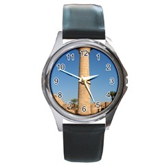 Temple Of Karnak Luxor Egypt  Round Metal Watch by StarvingArtisan