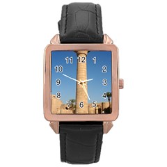 Temple Of Karnak Luxor Egypt  Rose Gold Leather Watch  by StarvingArtisan