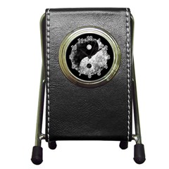 Grunge Yin Yang Pen Holder Desk Clocks by Valentinaart