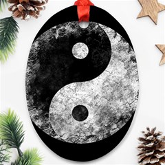 Grunge Yin Yang Oval Ornament (two Sides) by Valentinaart