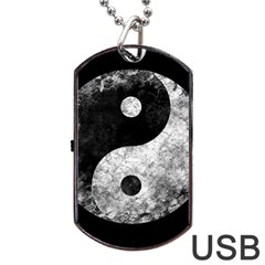 Grunge Yin Yang Dog Tag Usb Flash (one Side) by Valentinaart