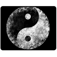 Grunge Yin Yang Double Sided Fleece Blanket (medium)  by Valentinaart