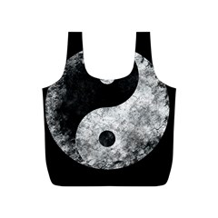 Grunge Yin Yang Full Print Recycle Bags (s)  by Valentinaart