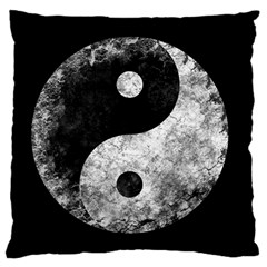 Grunge Yin Yang Large Flano Cushion Case (one Side) by Valentinaart