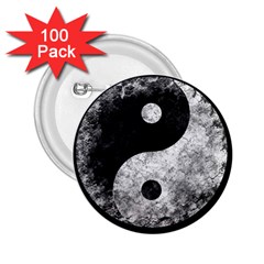 Grunge Yin Yang 2 25  Buttons (100 Pack)  by Valentinaart