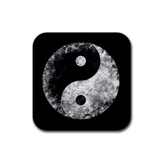 Grunge Yin Yang Rubber Coaster (square)  by Valentinaart