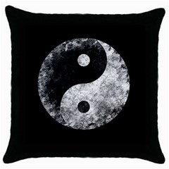 Grunge Yin Yang Throw Pillow Case (black) by Valentinaart