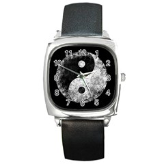 Grunge Yin Yang Square Metal Watch by Valentinaart