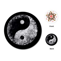 Grunge Yin Yang Playing Cards (round)  by Valentinaart