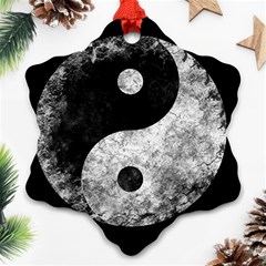 Grunge Yin Yang Ornament (snowflake) by Valentinaart