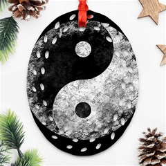 Grunge Yin Yang Ornament (oval Filigree) by Valentinaart