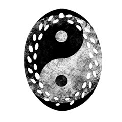 Grunge Yin Yang Oval Filigree Ornament (two Sides)