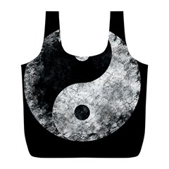 Grunge Yin Yang Full Print Recycle Bags (l)  by Valentinaart