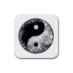 Grunge Yin Yang Rubber Coaster (square)  by Valentinaart