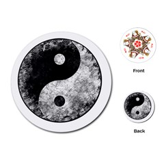 Grunge Yin Yang Playing Cards (round)  by Valentinaart