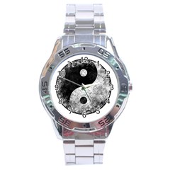 Grunge Yin Yang Stainless Steel Analogue Watch