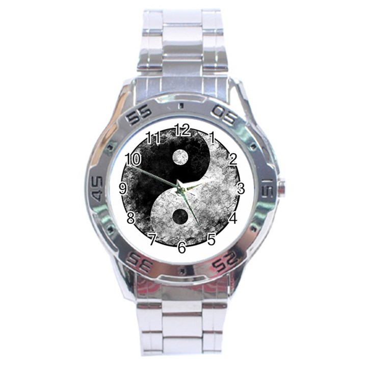 Grunge Yin Yang Stainless Steel Analogue Watch