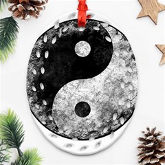 Grunge Yin Yang Ornament (oval Filigree) by Valentinaart