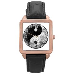 Grunge Yin Yang Rose Gold Leather Watch  by Valentinaart