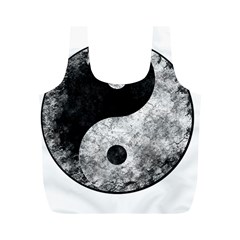 Grunge Yin Yang Full Print Recycle Bags (m)  by Valentinaart