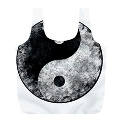 Grunge Yin Yang Full Print Recycle Bags (l)  by Valentinaart