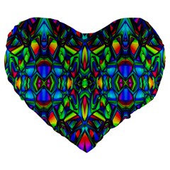 Colorful-13 Large 19  Premium Flano Heart Shape Cushions by ArtworkByPatrick