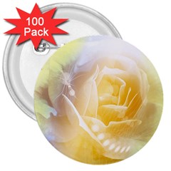 Beautiful Yellow Rose 3  Buttons (100 Pack)  by FantasyWorld7