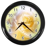 Beautiful Yellow Rose Wall Clocks (Black) Front