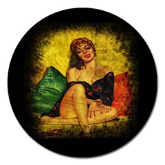 Pin Up Girl  Magnet 5  (round) by Valentinaart