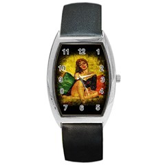 Pin Up Girl  Barrel Style Metal Watch by Valentinaart