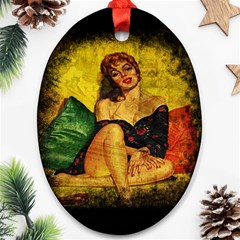 Pin Up Girl  Oval Ornament (two Sides)