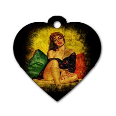 Pin Up Girl  Dog Tag Heart (two Sides) by Valentinaart